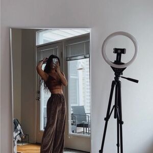 Love Riche | Brown Velour Wide Leg Pants